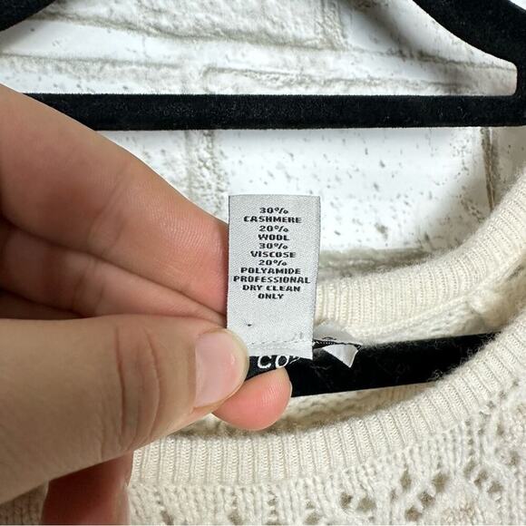 Autumn Cashmere Sweater Ruffle Crochet Cream White S - Picture 4 of 6